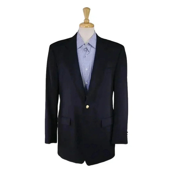 Lauren Ralph Lauren Navy Blue w/ Gold Metal Buttons 2-Btn Wool Blazer 42L - Picture 1 of 8